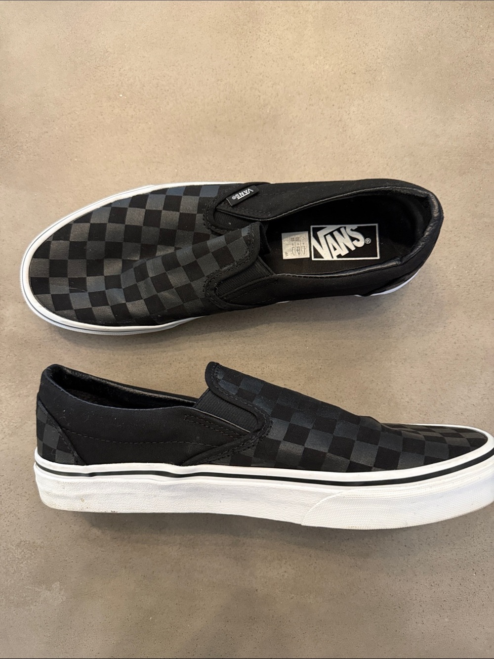 Vans Black & Dark Gray Checkerboard Slip-On Sneakers